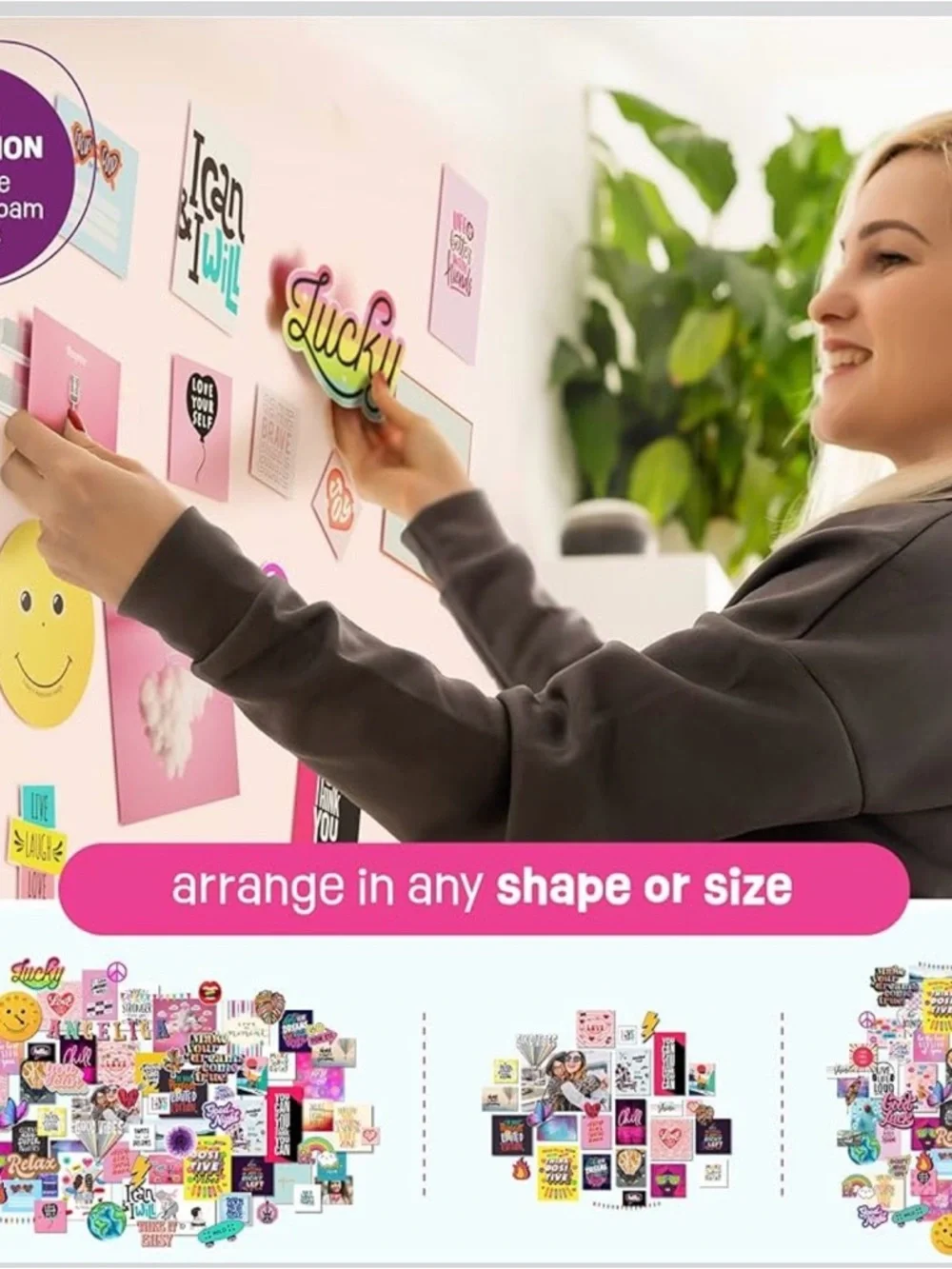 Wall Collage Making Kit‎ - Pink Multicolor Stickers